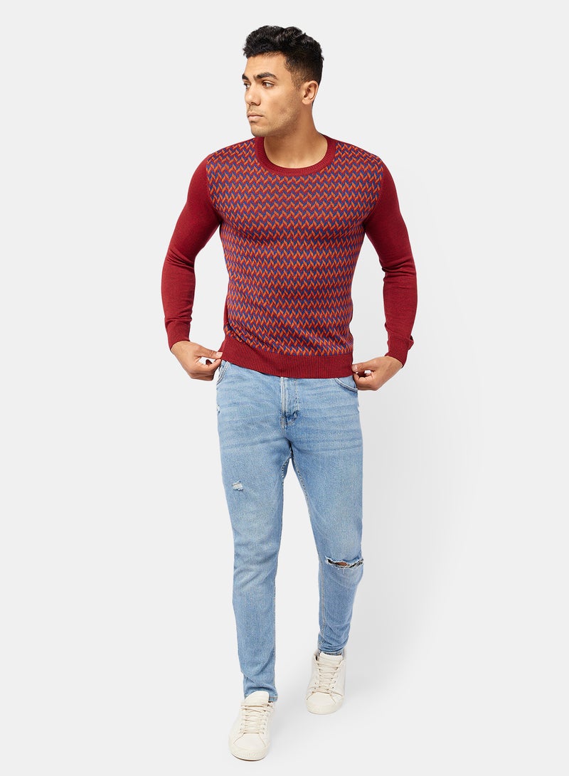 TOWN TEAM Chevron Pattern Pullover - Image 4